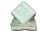 Polished Blue Caribbean Calcite Cube with Base - Pakistan #338315-1
